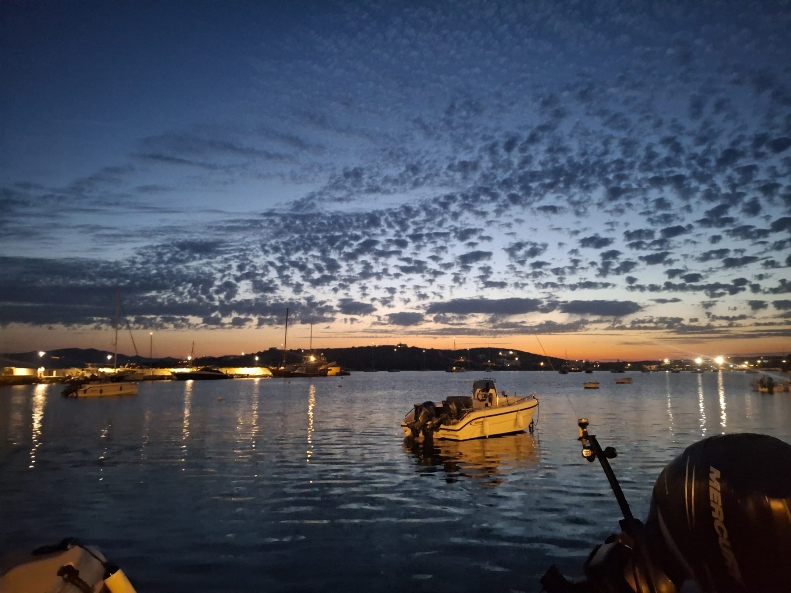 Sunset over the bay of Alyki in Paros