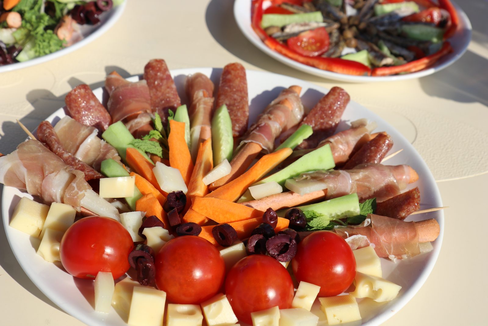 Meze served on board between swims