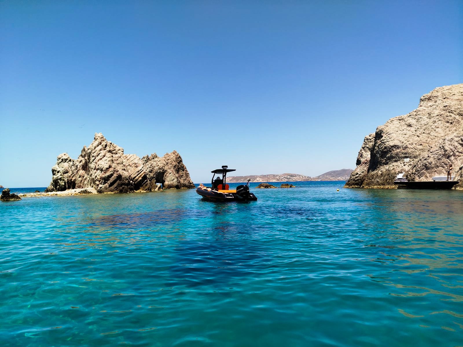The coastline of Paros seen from the water